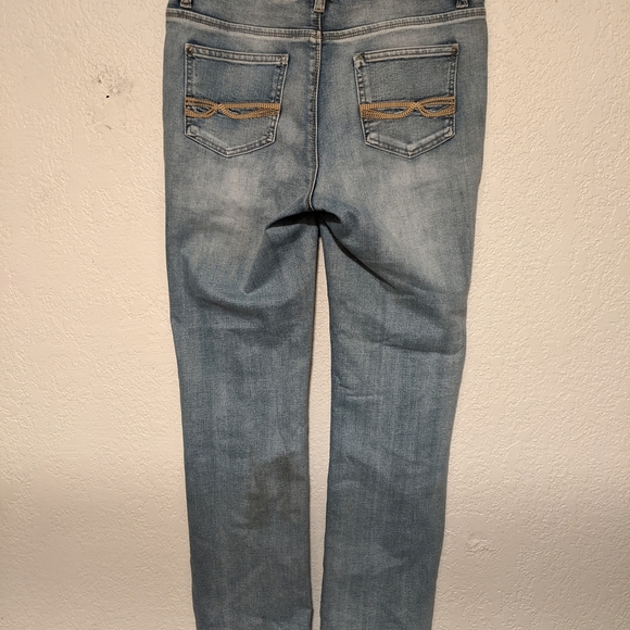 Light Blue Denim Jeans with Tan Embroidery - Picture 3 of 6